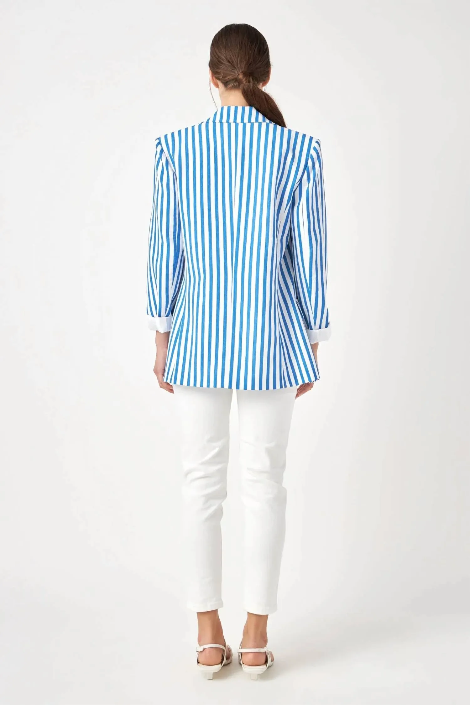Callie Striped Blazer In Blue Stripe