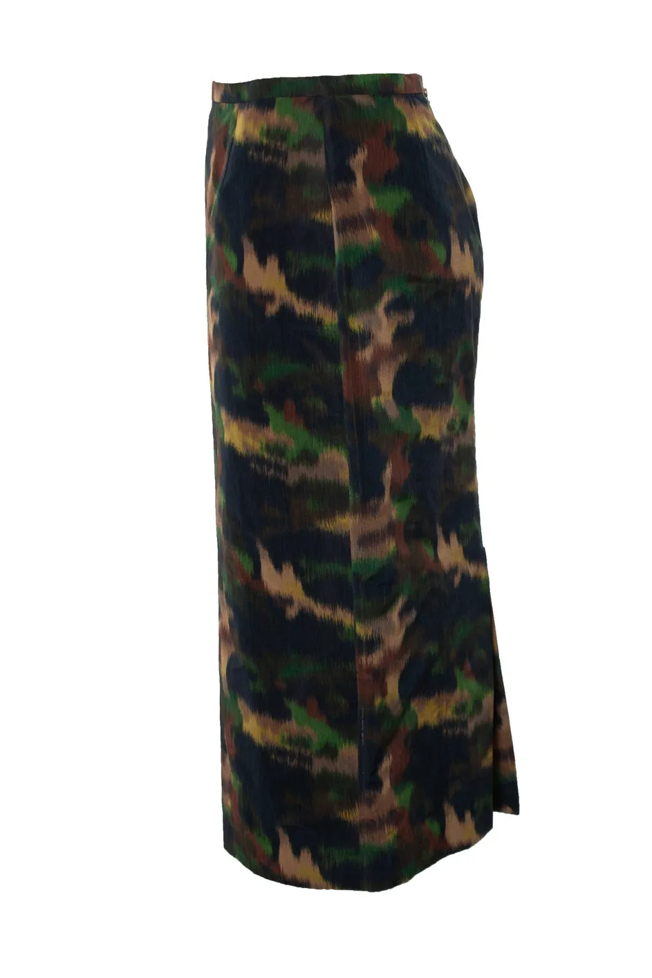 camouflage printed midi skirt