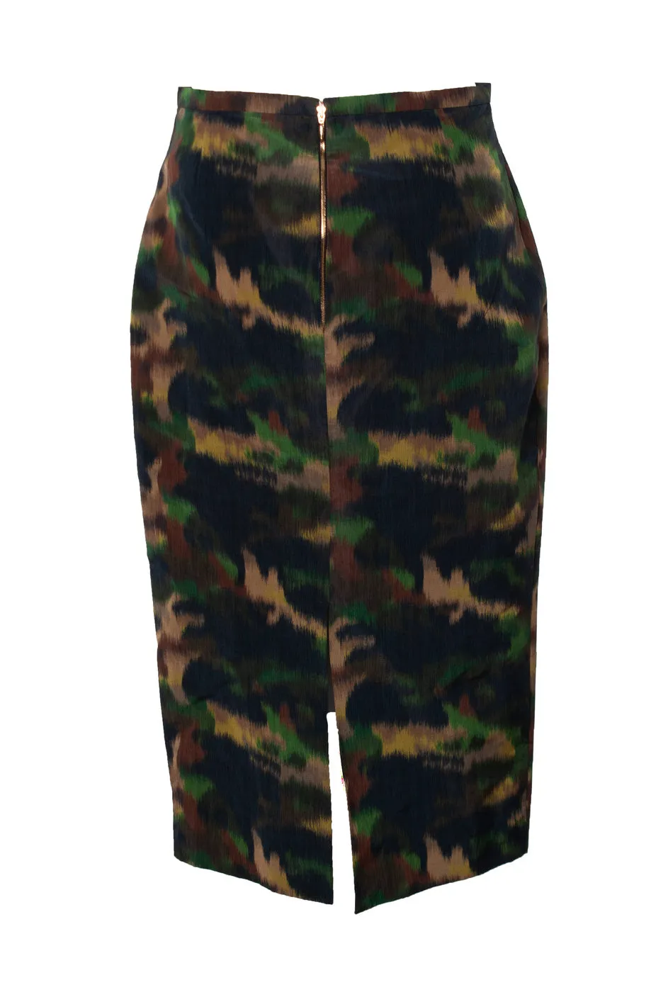 camouflage printed midi skirt