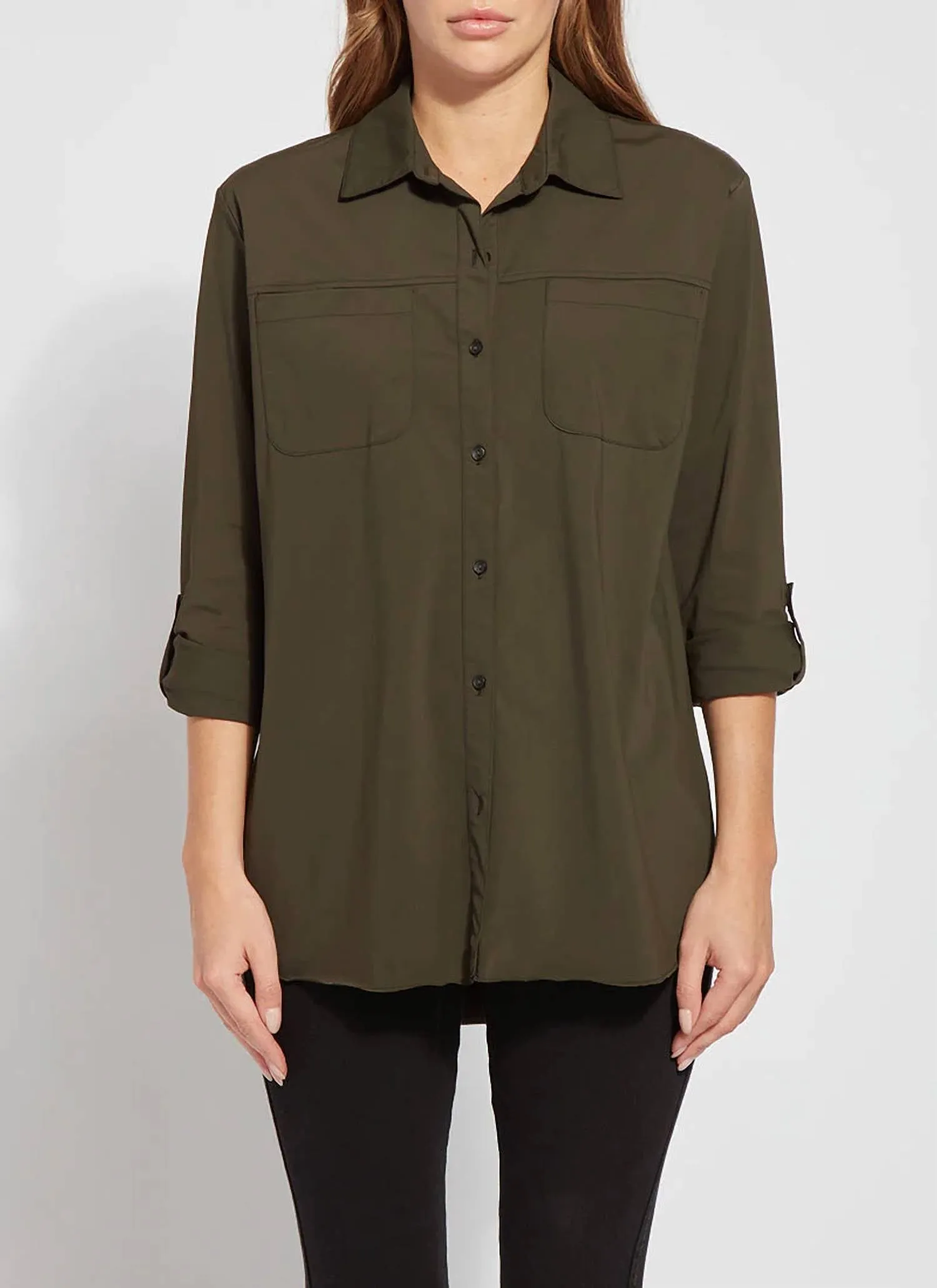 Camper Sporty Button Down In Deep Olive