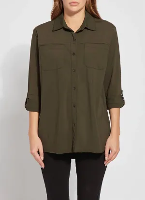Camper Sporty Button Down In Deep Olive