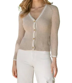 Cardigan Top In Tan