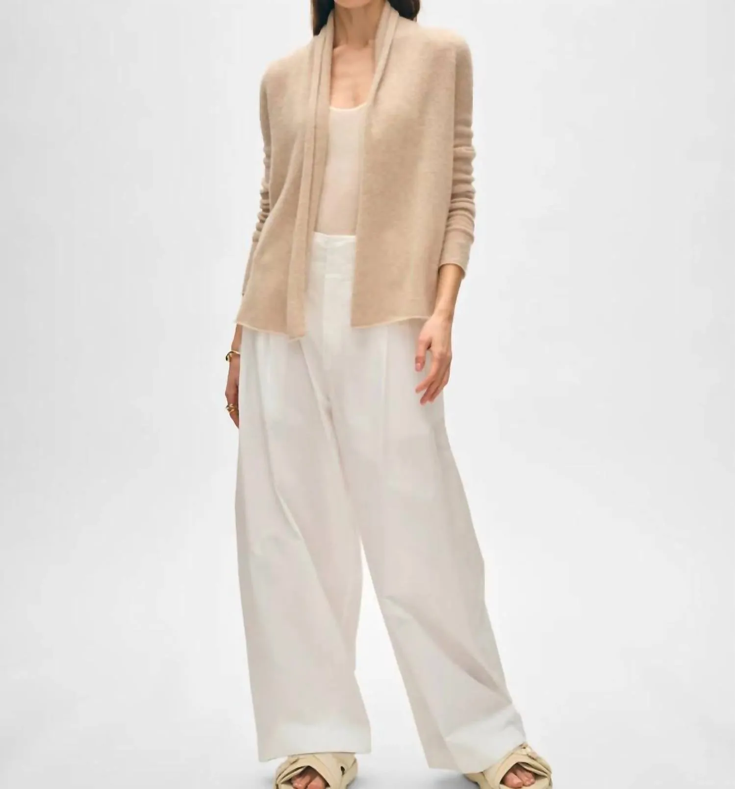 Cashmere Cardigan In Sand