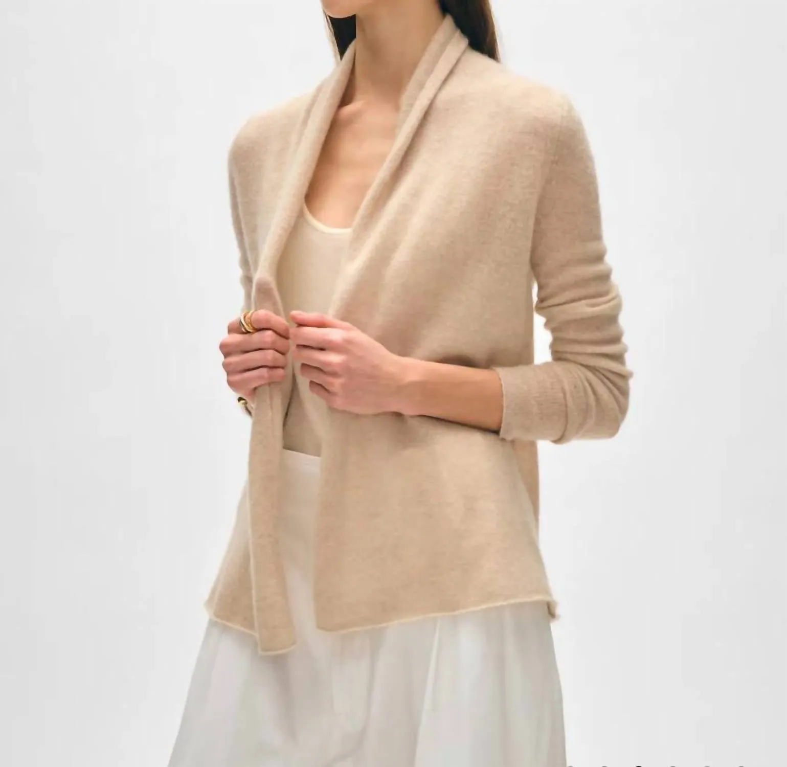 Cashmere Cardigan In Sand