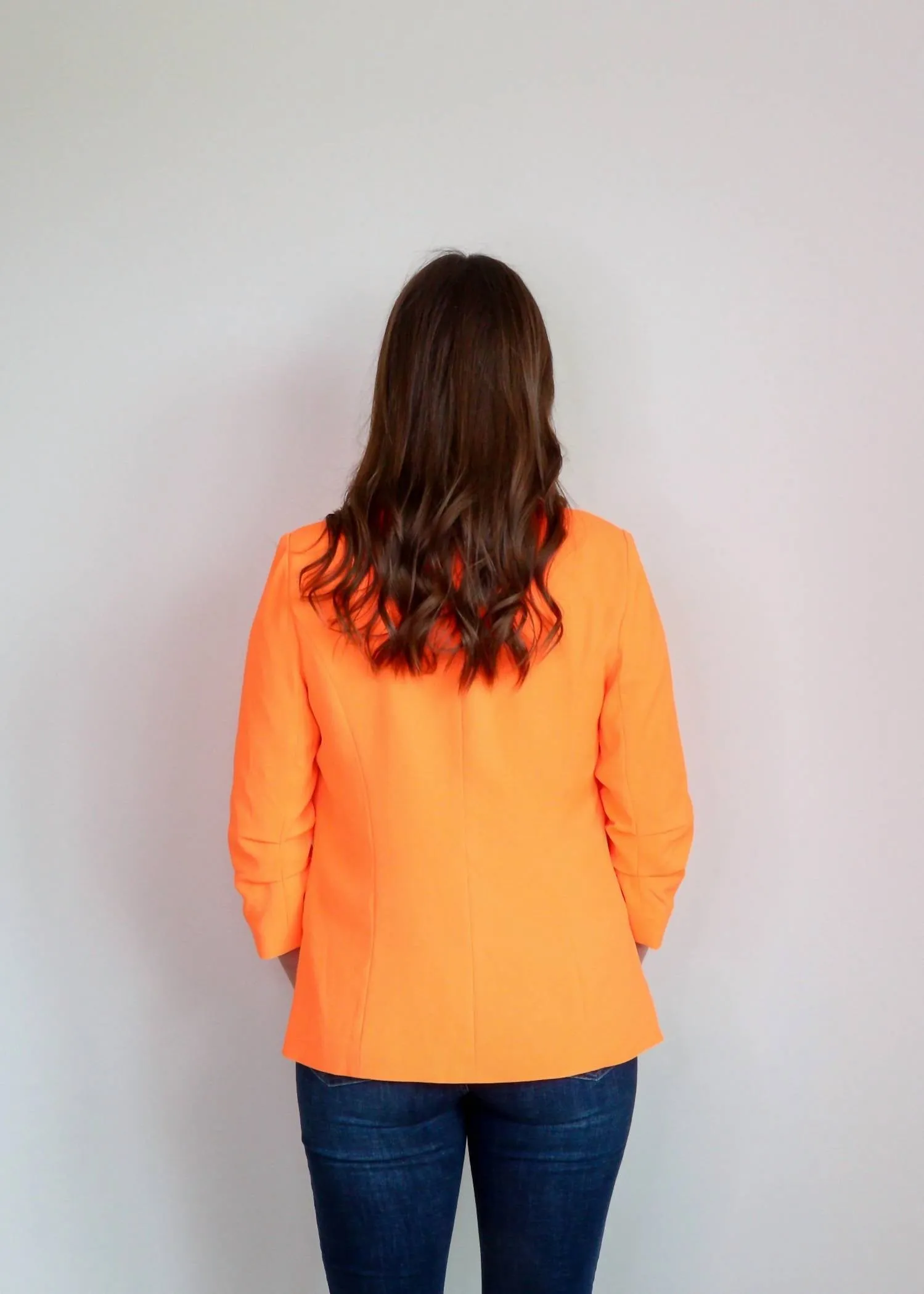 Casual Bright Blazer In Neon Tangerine