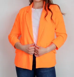 Casual Bright Blazer In Neon Tangerine