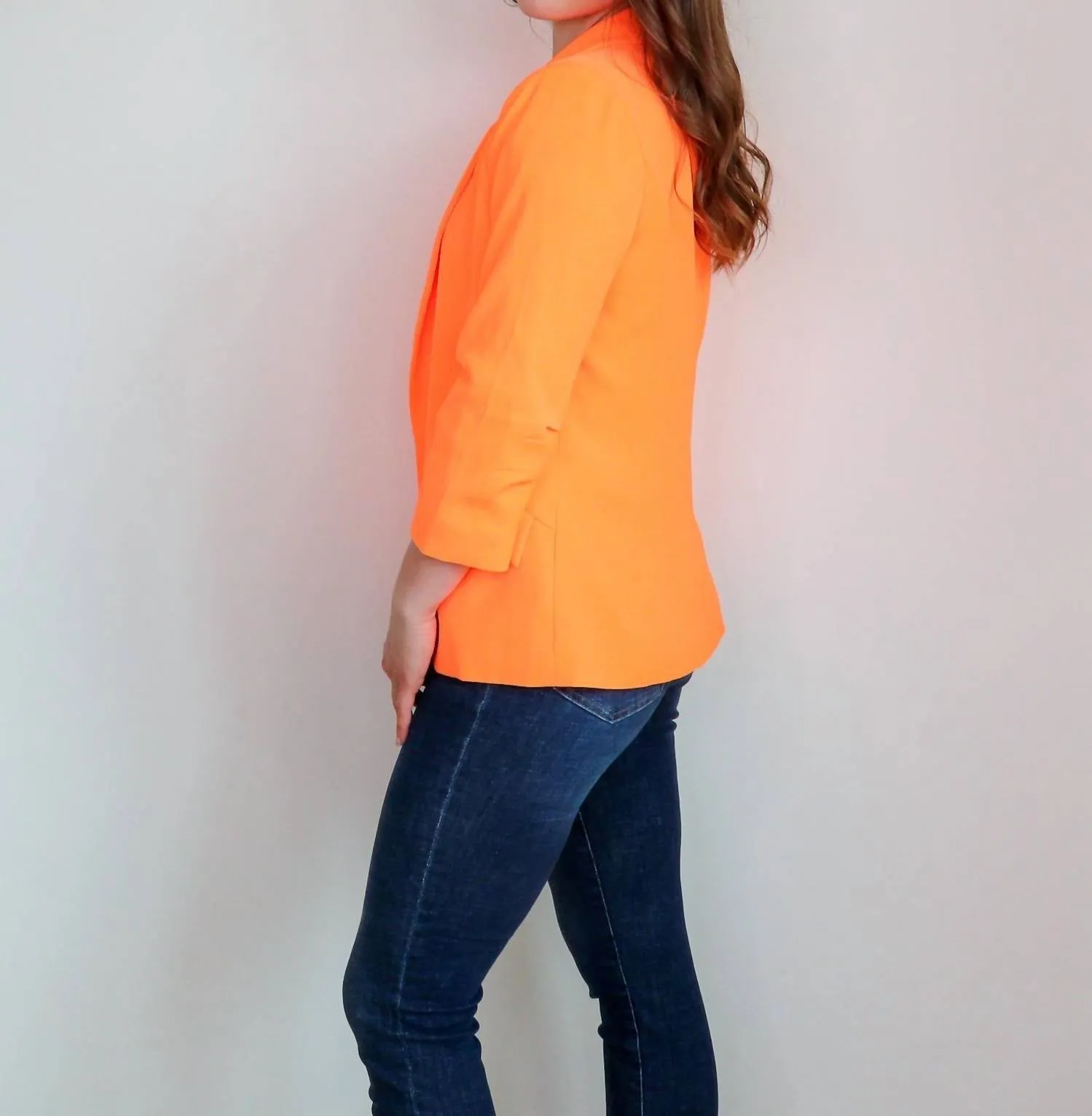 Casual Bright Blazer In Neon Tangerine