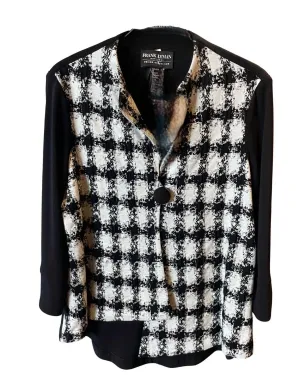 Checkered Button Front Jacket In Black/white