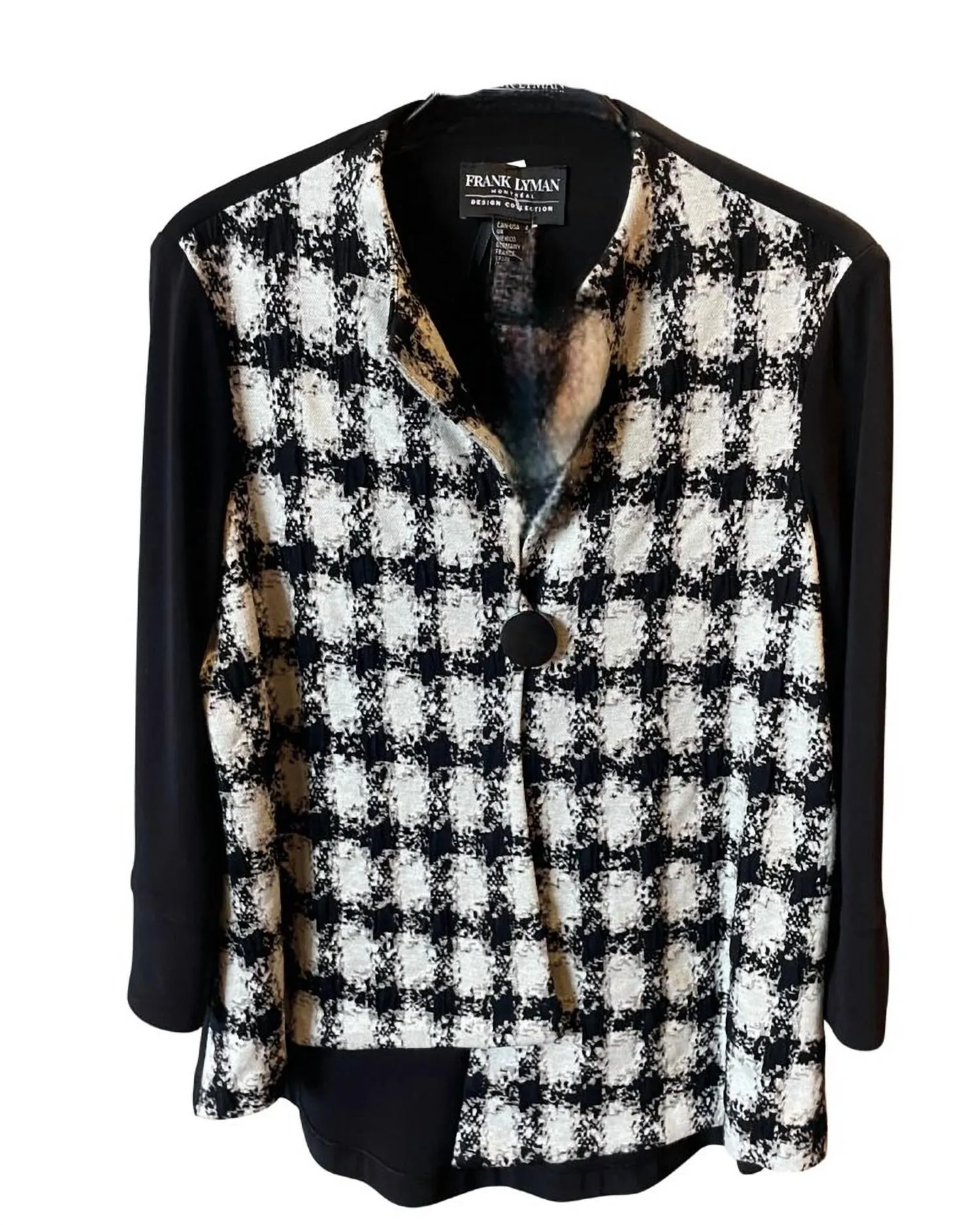 Checkered Button Front Jacket In Black/white