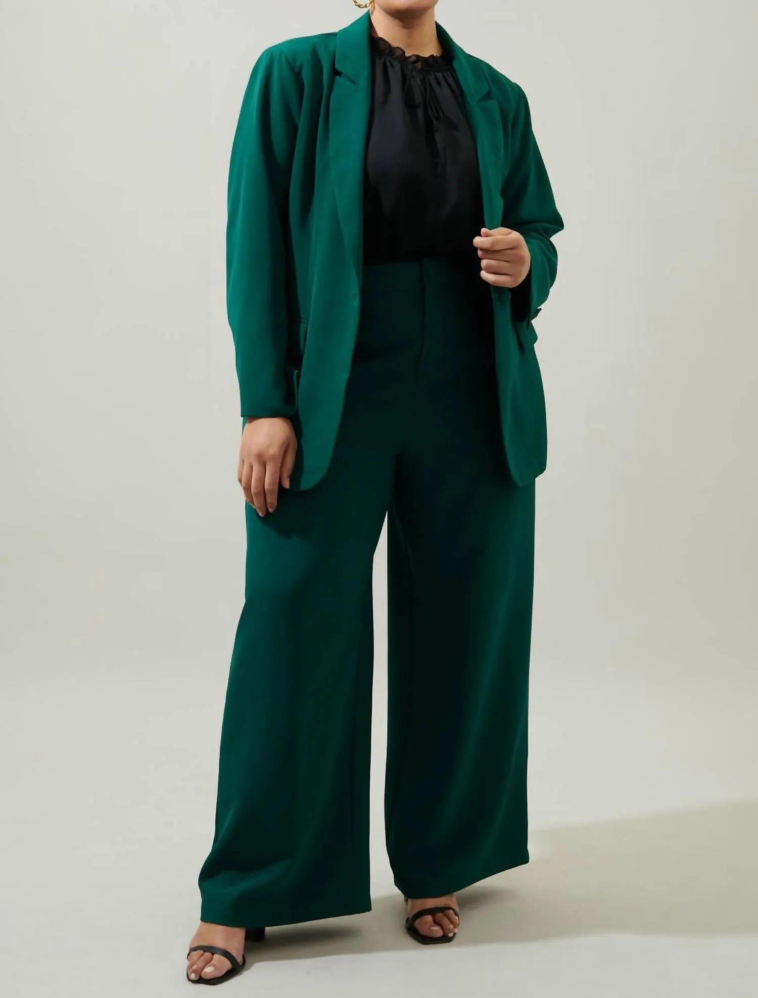 Chelsea Fitted Notch Lapel Blazer - Plus In Emerald