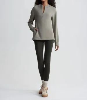 Cleo Half Zip Midlayer Tee Top In Gravity Sage