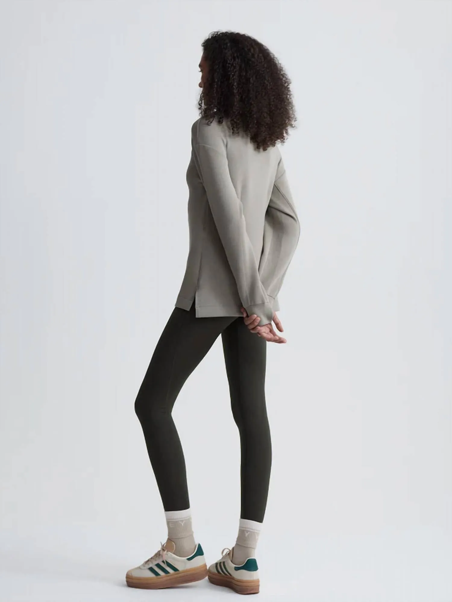Cleo Half Zip Midlayer Tee Top In Gravity Sage