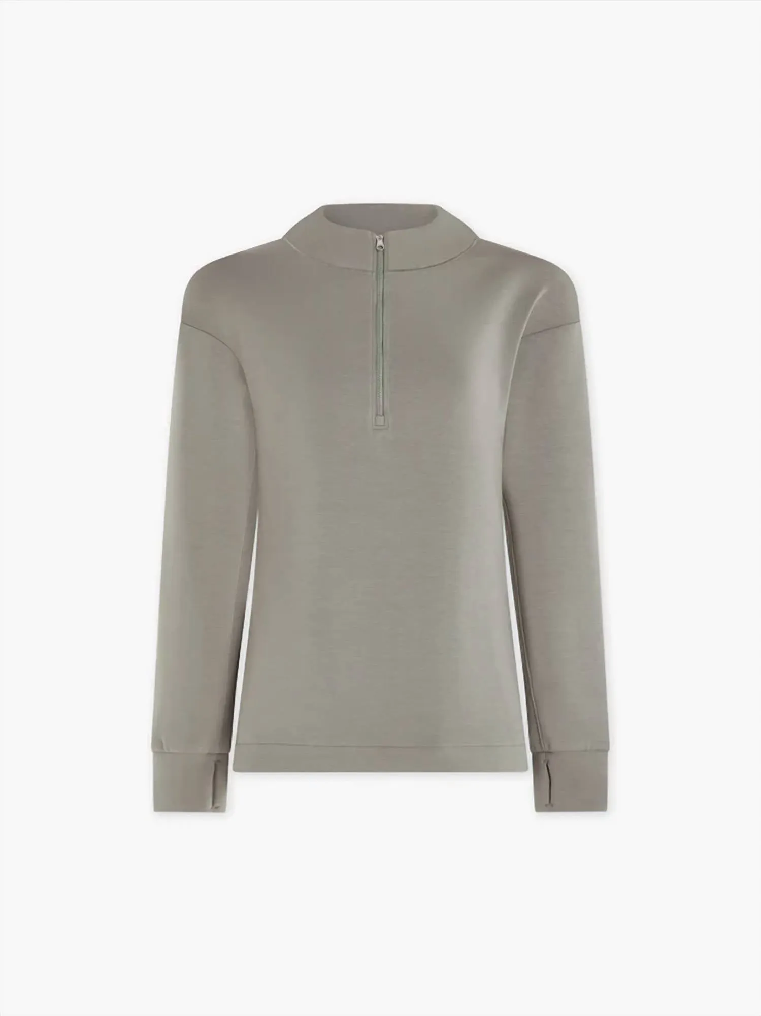 Cleo Half Zip Midlayer Tee Top In Gravity Sage