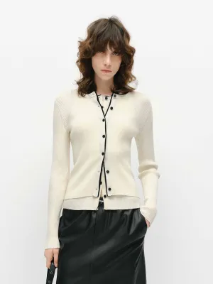 Contrast Placket Knit Cardigan