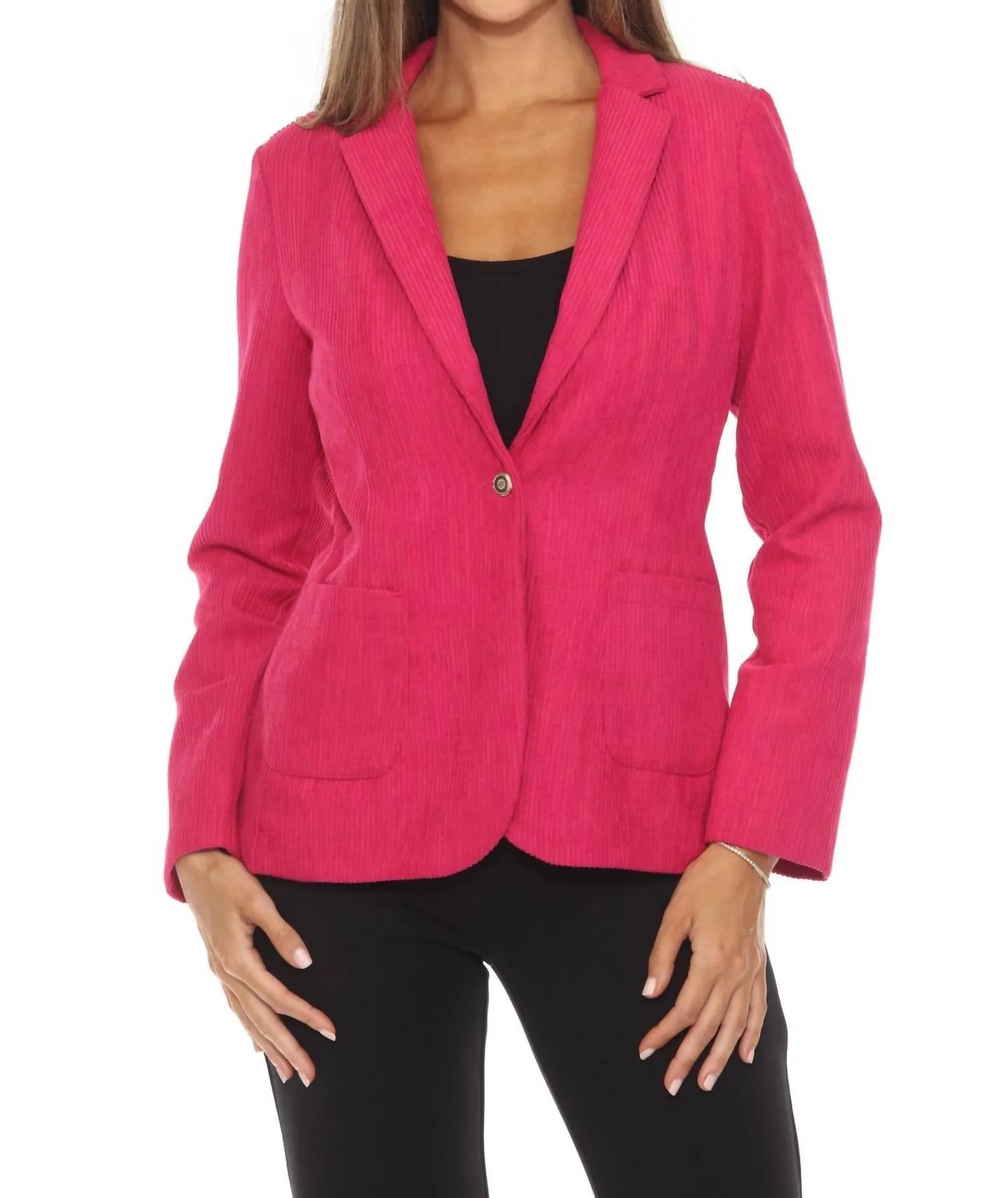 Corduroy Blazer In Pink Punch