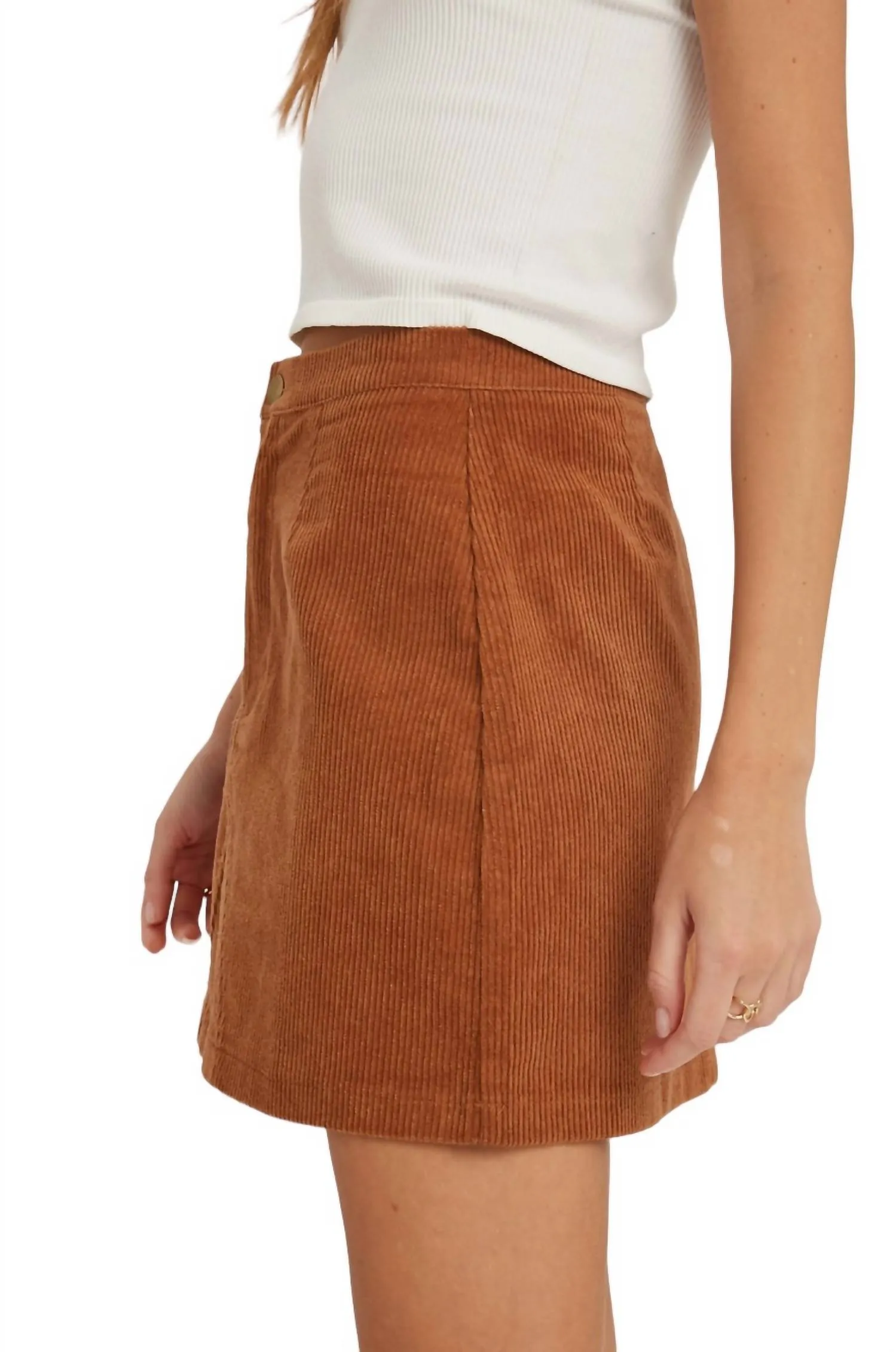 Courtney Corduroy Mini Skirt In Brown