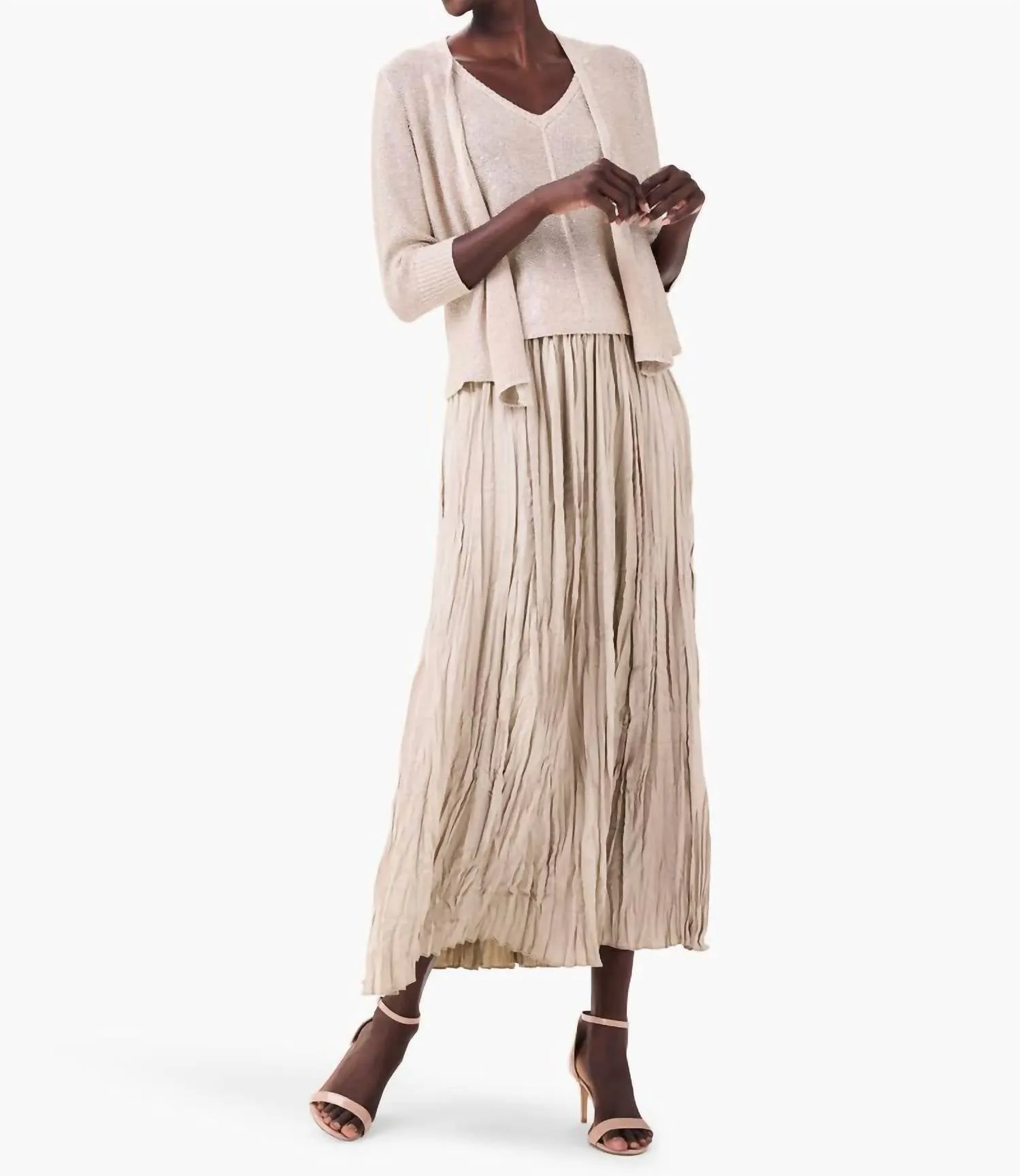 Crinkle Crush Skirt In Brown Rice