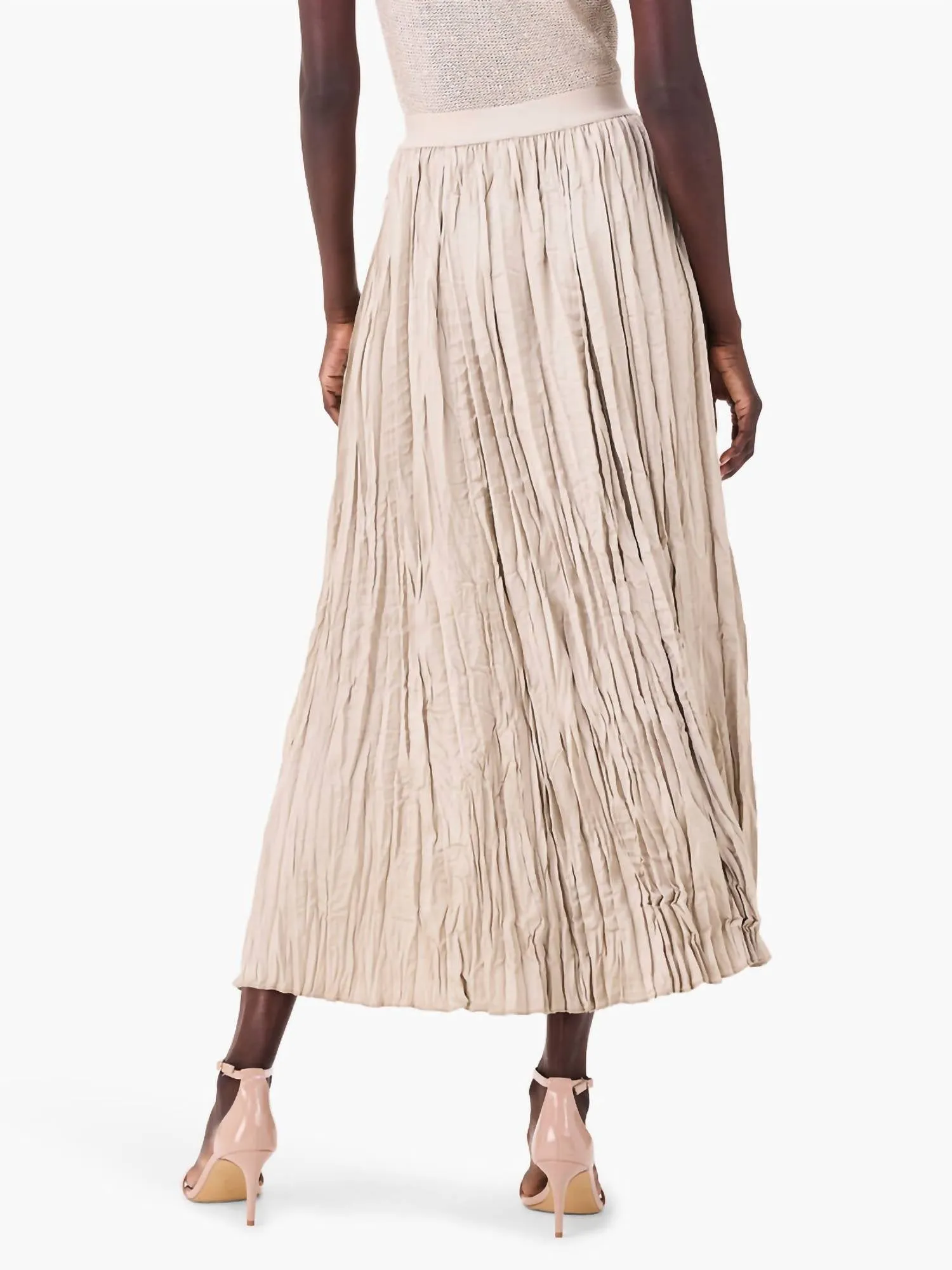 Crinkle Crush Skirt In Brown Rice