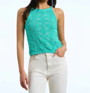 Crochet Halter Top In Blue