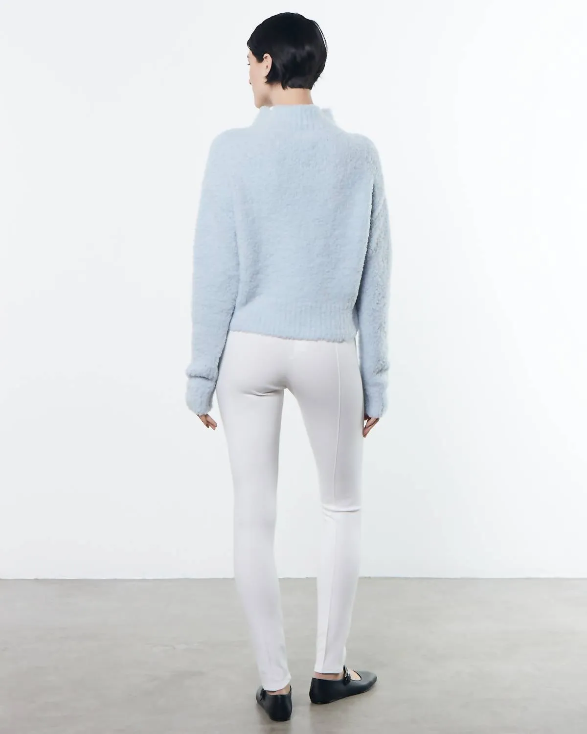 Cropped Mockneck Sweater In Powder Blue