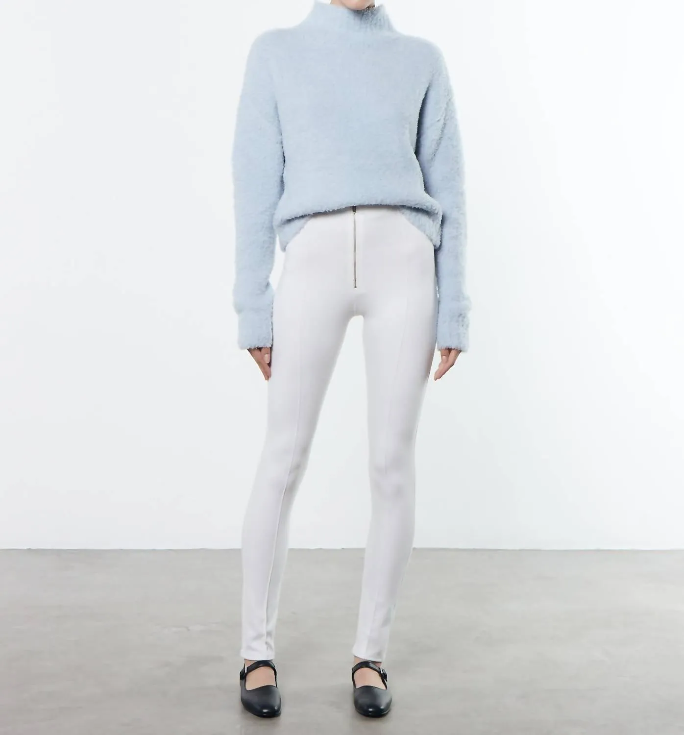 Cropped Mockneck Sweater In Powder Blue
