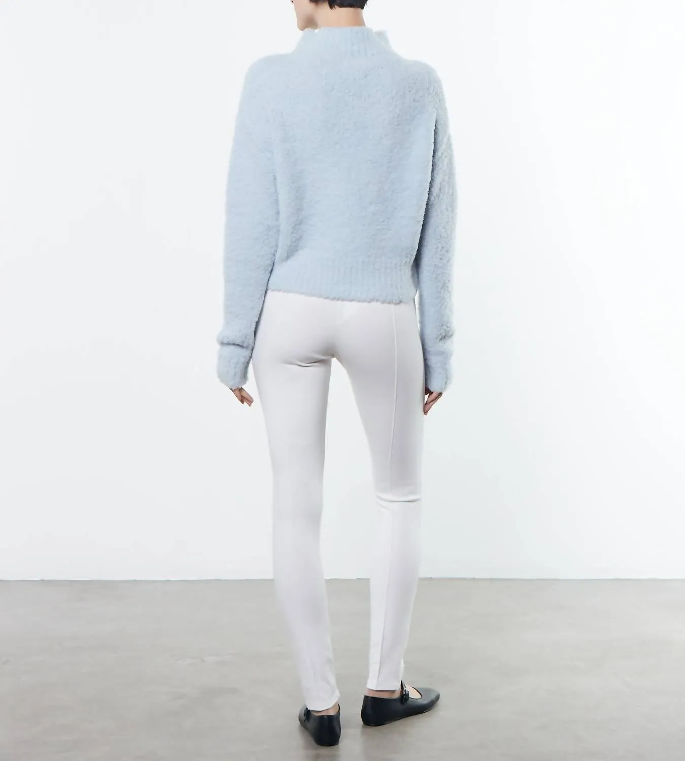 Cropped Mockneck Sweater In Powder Blue