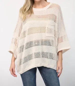 Crotchet Stripe Top In Cream