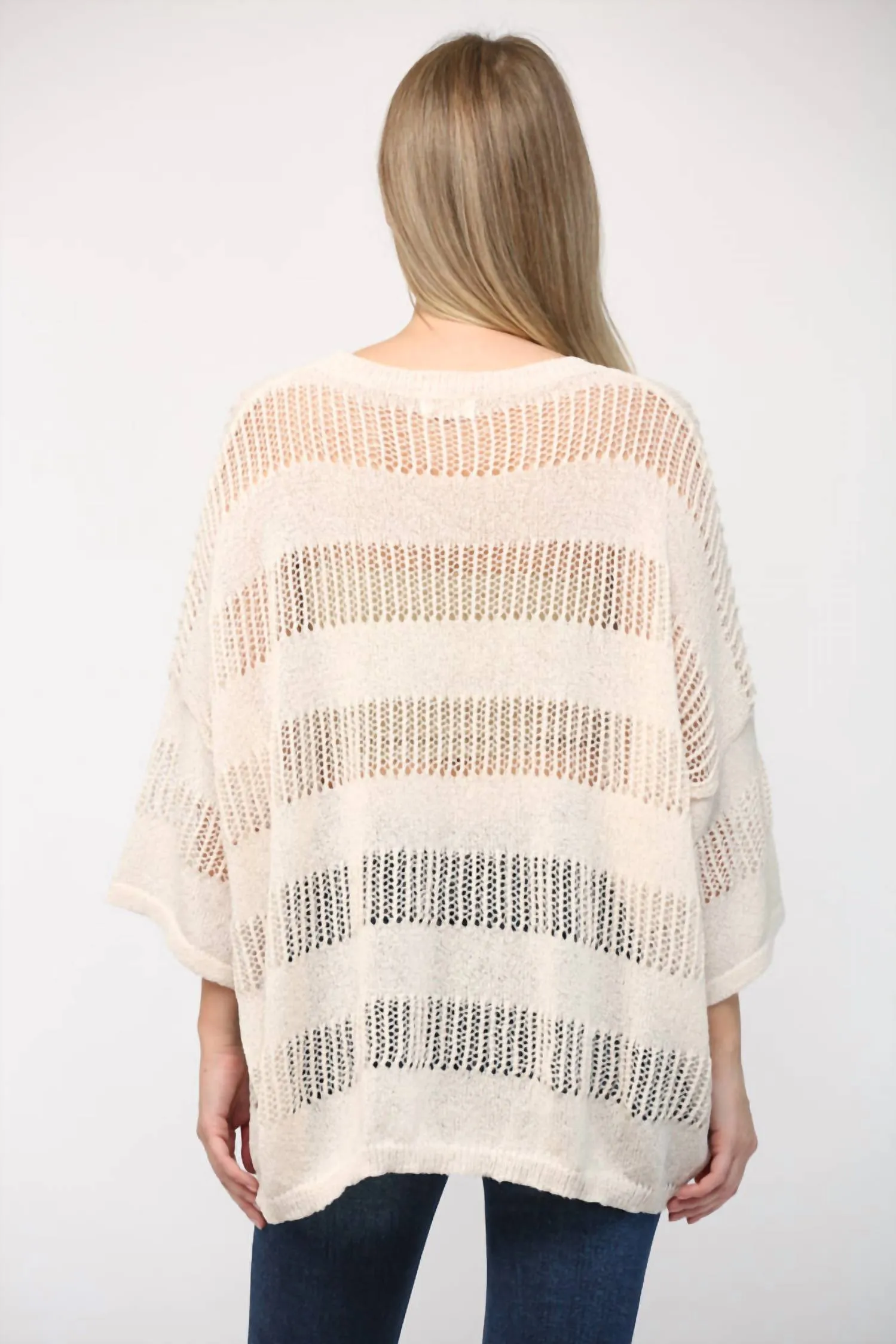 Crotchet Stripe Top In Cream