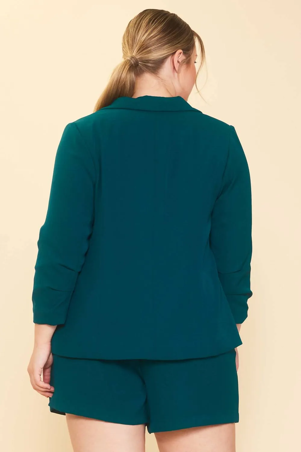 Curvy Welt Pocket Blazer In Green