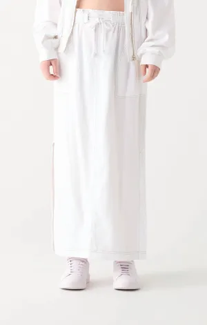 Danica Contrast Stitch Maxi Skirt In White