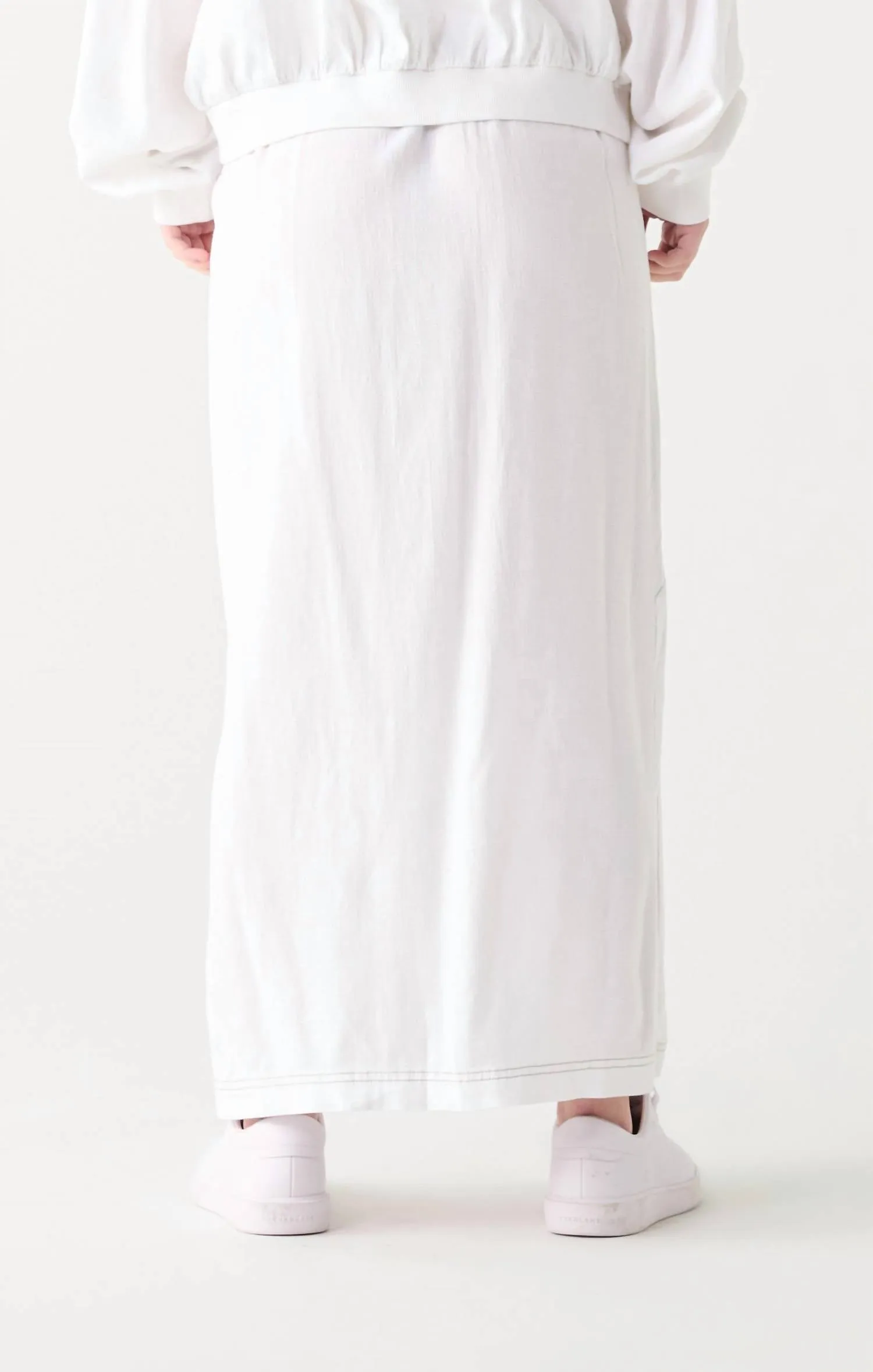 Danica Contrast Stitch Maxi Skirt In White