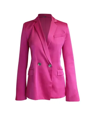 David Koma Double-Breasted Blazer in Pink Acetate