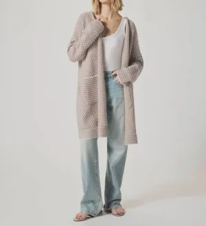 Davina Sweater Cardigan In Fawn/white