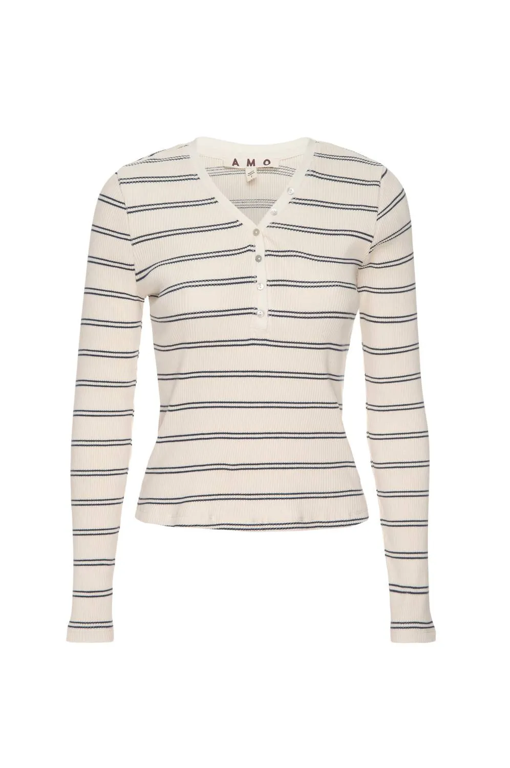 Dearest Henley Top In Bone/neptune