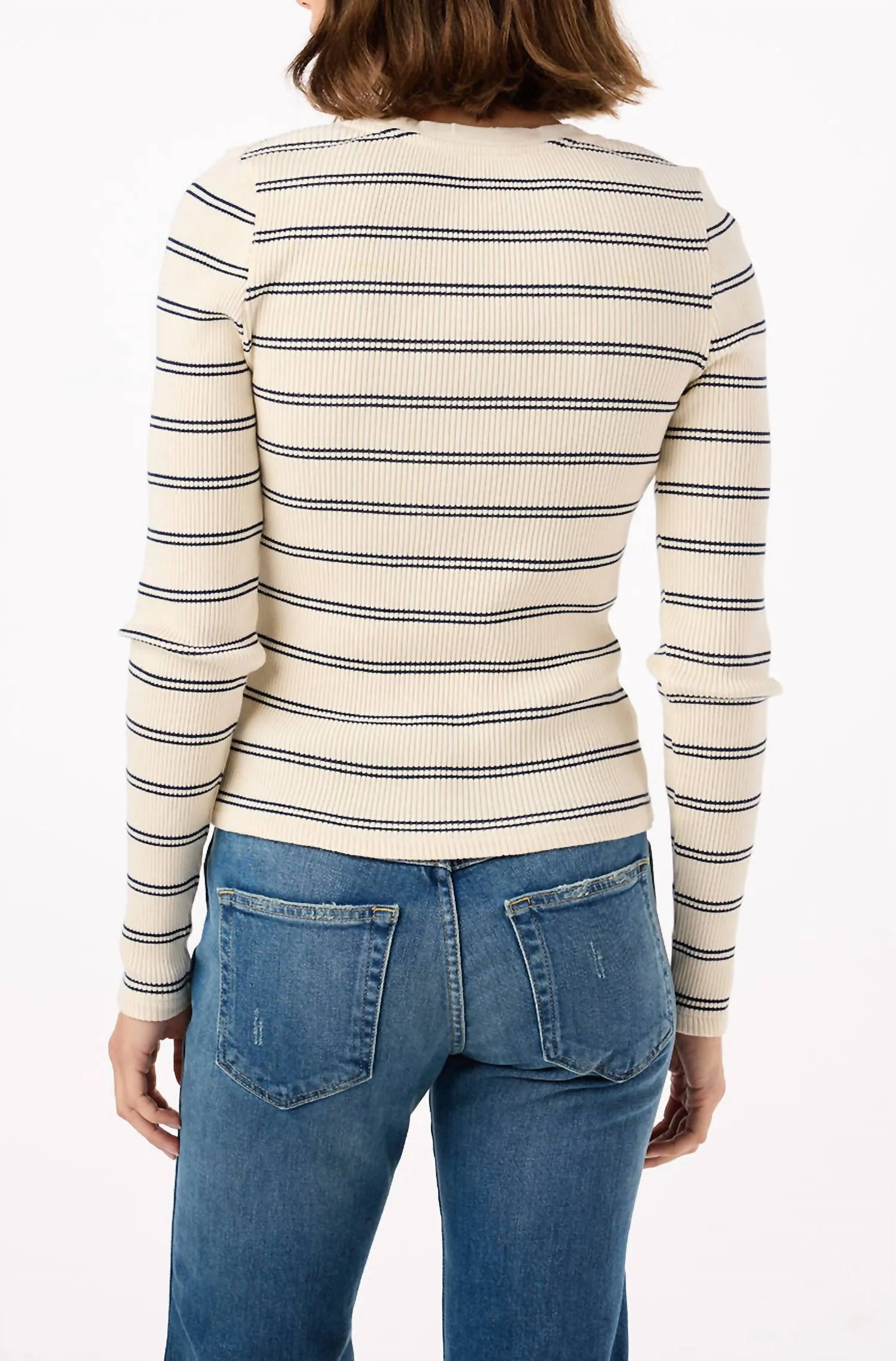 Dearest Henley Top In Bone/neptune