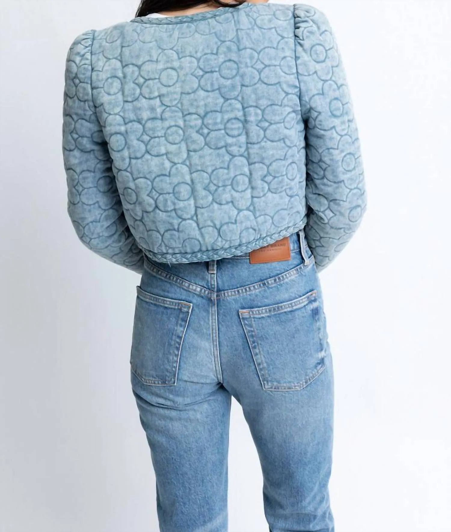 Denim Novelty Floral Jacket In Blue