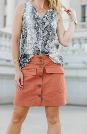 Desert Button-Front Skirt In Sierra
