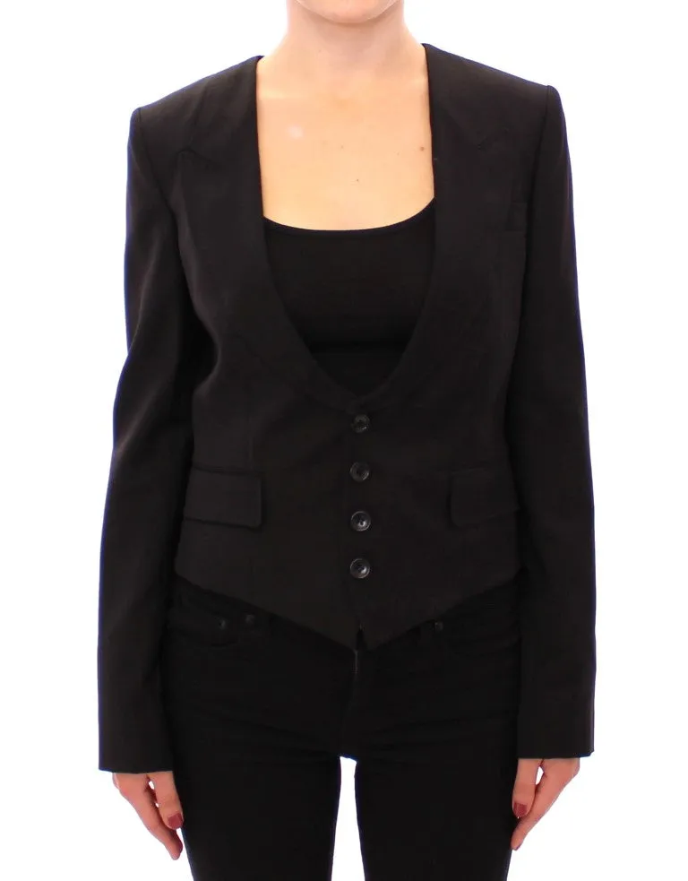 Dolce & Gabbana Elegant Silk-Blend Blazer with Scarf Back Women's Detail