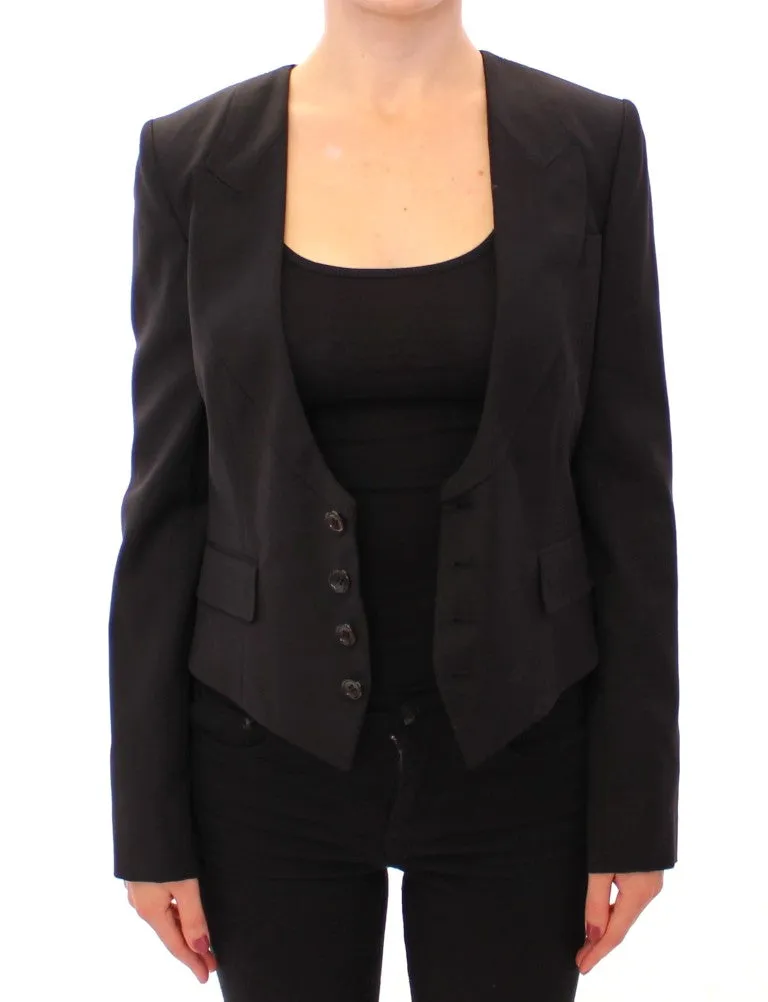 Dolce & Gabbana Elegant Silk-Blend Blazer with Scarf Back Women's Detail