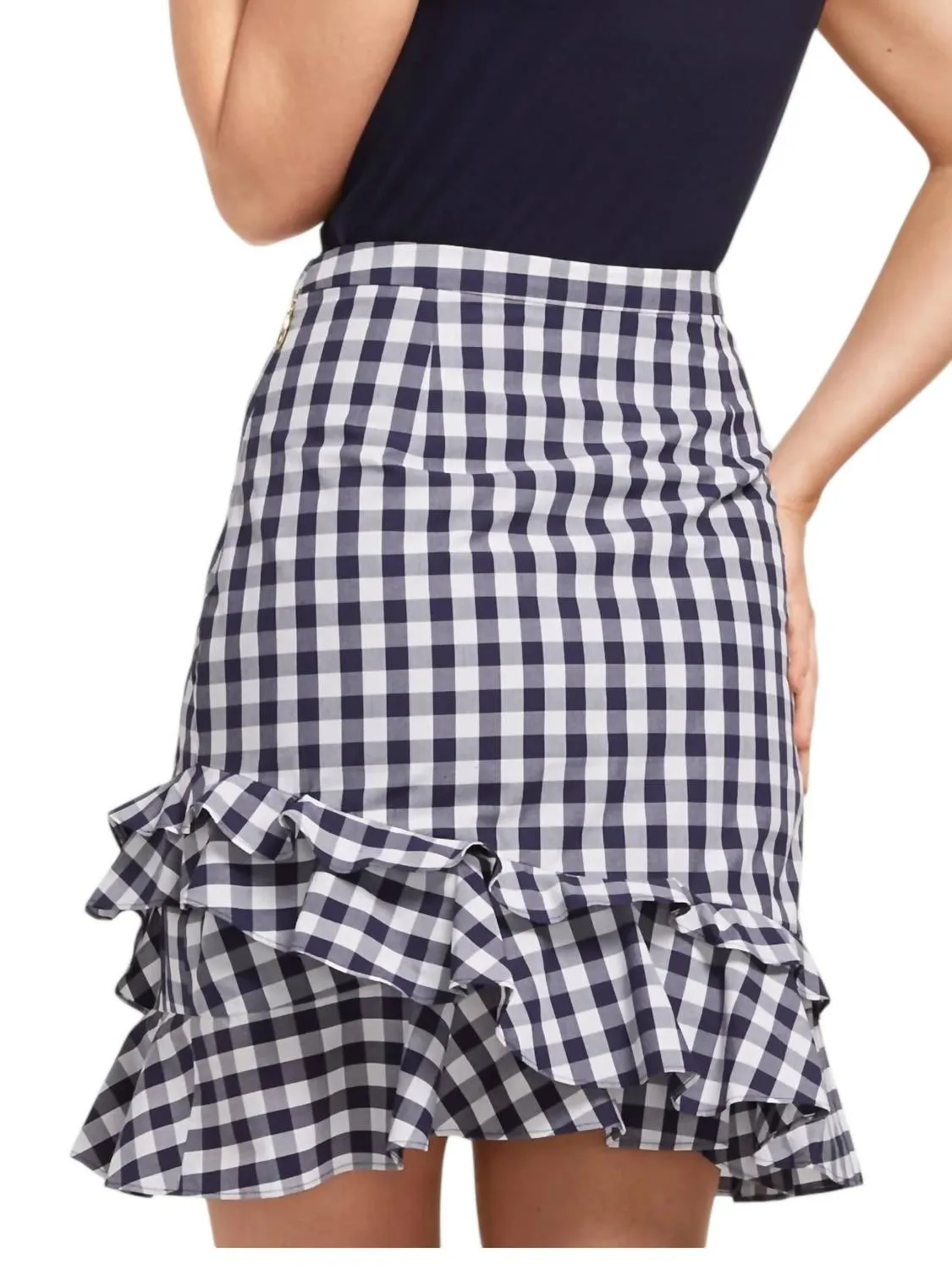 Dolly Check Flutter Skirt In Nassau Navy Multi
