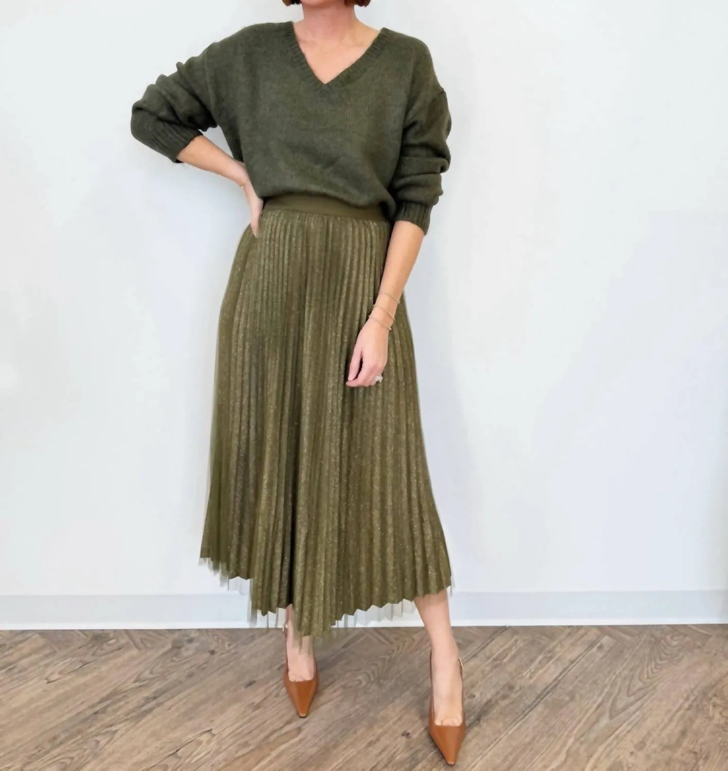 Don't Make Me Blush Skirt In Olive