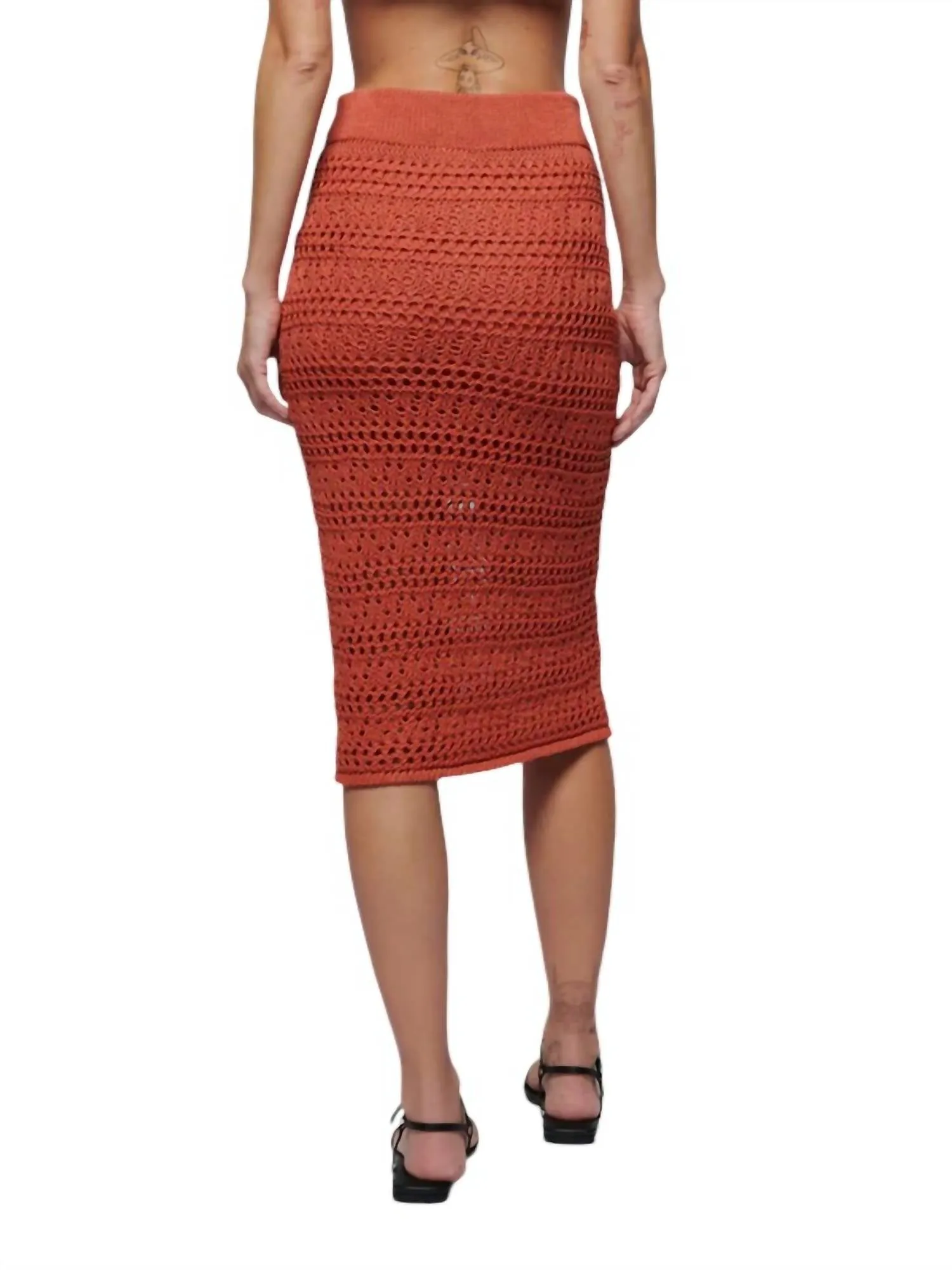 Driana Crochet Midi Skirt In Ginger