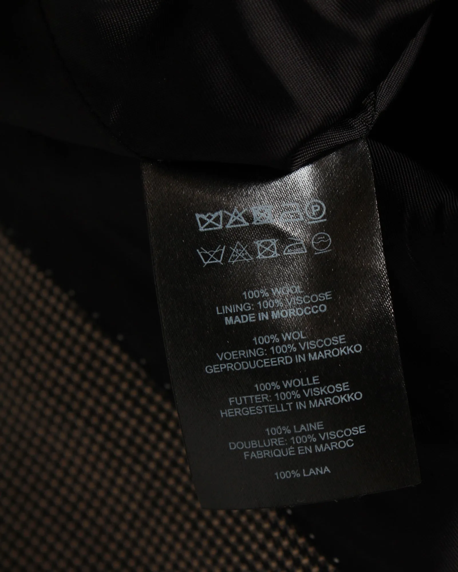 Dries Van Noten Pinella Check Draped Panel Straight Leg Trousers in Brown Wool