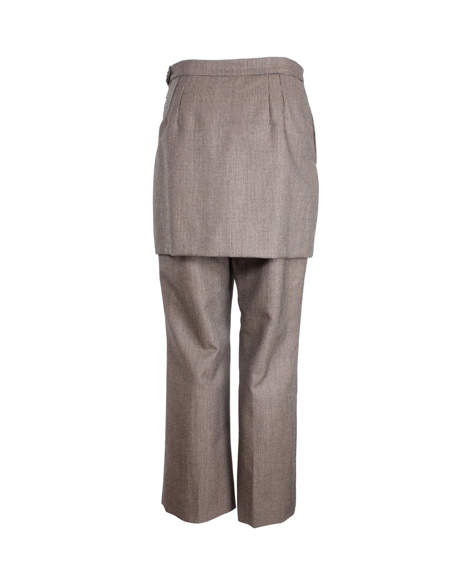 Dries Van Noten Pinella Check Draped Panel Straight Leg Trousers in Brown Wool