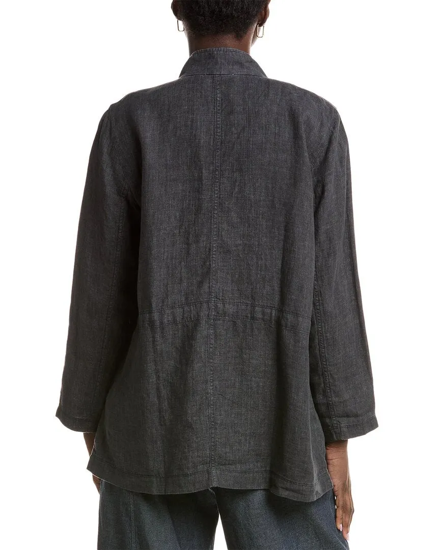 EILEEN FISHER Stand Collar Linen Jacket