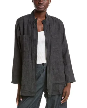 EILEEN FISHER Stand Collar Linen Jacket