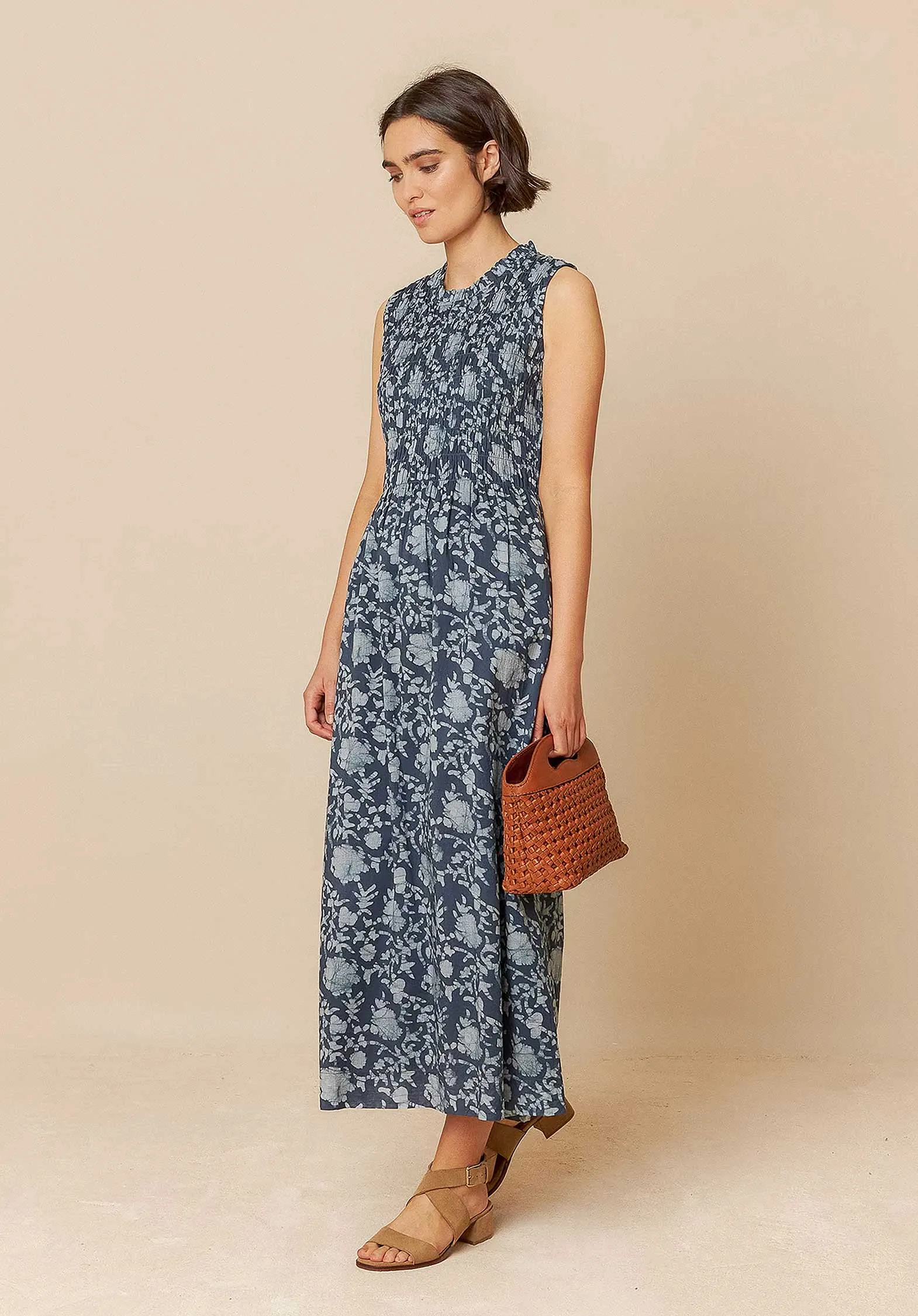 Elastic Maxi Dress Mc181 Indigo