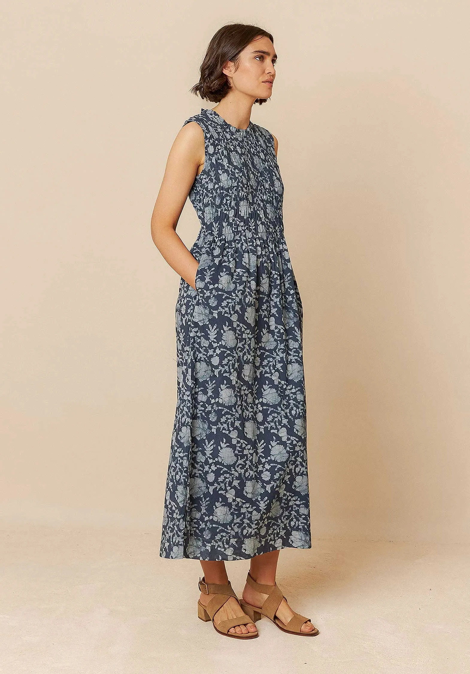 Elastic Maxi Dress Mc181 Indigo