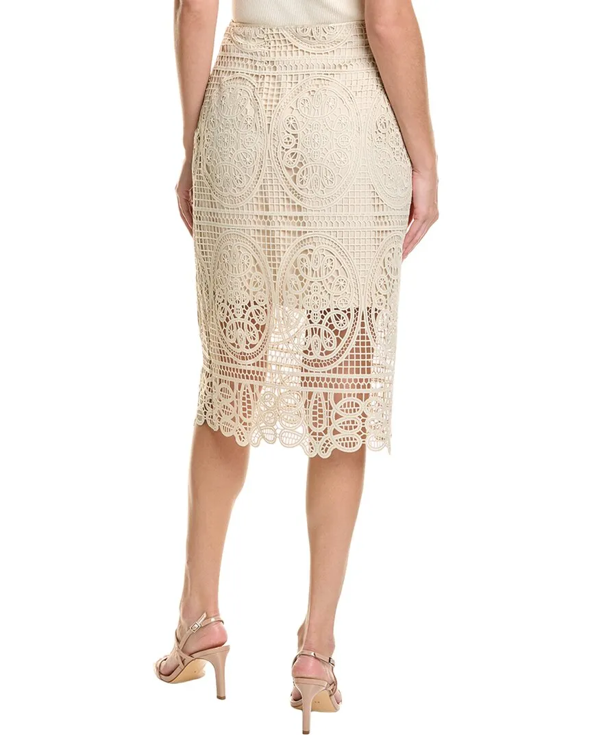Elie Tahari Silk-Trim Lace Skirt