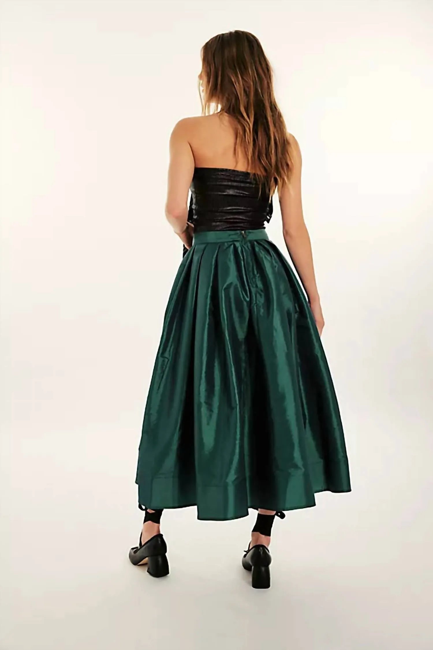 Emilia Full Skirt In Uncut Emerald